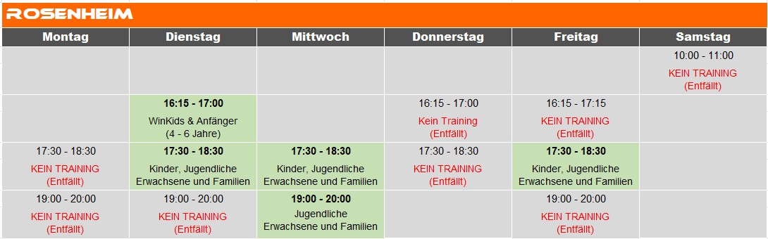 WinTaekondo-Rosenheim-Unterrichtsplan